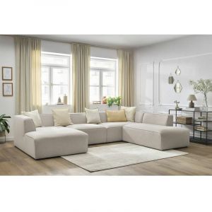 Bobochic Canap&eacute; panoramique Canap&eacute; panoramique fixe megeve tissu chin&eacute; Angle gauche Beige - Beige
