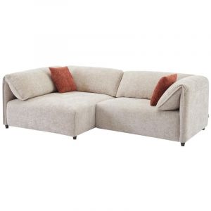Vente-unique - Canapé angle gauche en tissu texturé beige lousopa de Maison Céphy