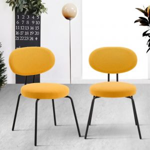 Colamy - chaise-Lot de 2 Chaises -Chaise de Salle à Manger, Structure en Métal, Design Vintage, Chaise Idéales pour Cuisine et Salle à Manger-Jaune