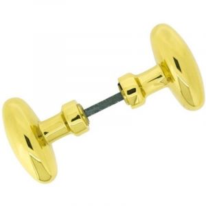 Alpertec Poignée de porte bouton double olive, carrée de 6 mm, laiton poli