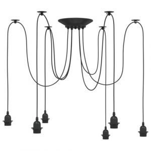 VidaXL Lampe suspendue avec 6 porte-lampes E27 noir m&eacute;tal