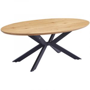 Home Deluxe - Table de salle à manger ovale aventis avec pied en étoile - 200 x 120 cm Couleur : Light Oak