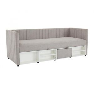 Vente-unique - Lit coffre banquette 80 x 200 cm - Tissu - Taupe - laozia