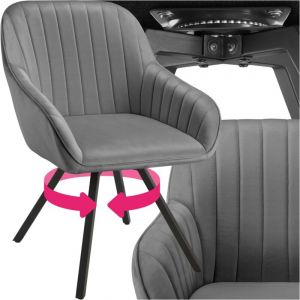 TecTake Chaise pivotante avec accoudoirs rembourr&eacute;e, aspect velours avec dossier continu