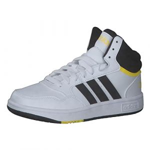 Adidas Hoops Mid 3.0 K, Sneaker, FTWR White/Core Black/Beam Yellow, Numeric_29 EU