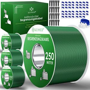 KESSER Câble de délimitation 1000 m + 3200 piquets + 48 connecteurs de câbles pour tondeuses Robots à Gazon, kit d'accessoires de Fil de délimitation Compatible avec Gardena/Bosch/Worx/Einhell/Honda