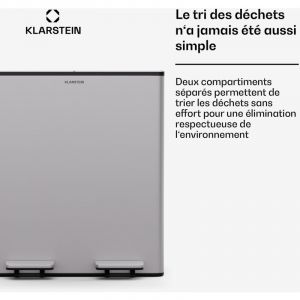 Klarstein Poubelle avec bac à compost 40 litres + Bac à compost 3L à fermeture douce