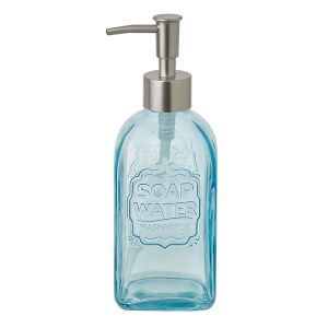 N.a! Distributeur de savon en verre bleu clair  19 x 9 x 7 cm