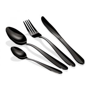 M&eacute;nag&egrave;re 24 Pi&egrave;ces - Berlinger Haus - Bh-2630 - Acier Inoxydable - Miroir Noir - Compatible Lave-Vaisselle