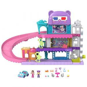 Mattel Polly Pocket Coffret Pollyville Multiplexe De Polly avec 2 Mini Figurines, 1 Voiture, 3 Histoires Amusantes Et 11 Accessoires Inclus, Jouet Enfant, A Partir De 4 Ans, HPV39