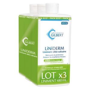 Gilbert Bébé Liniderm Liniment Oléo-Calcaire à l'Huile d'Olive Vierge Lot de 3 x 480ml