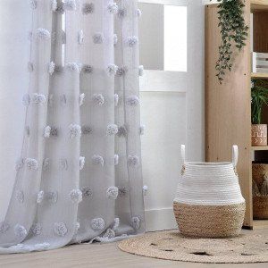 Homemaison Voilage (140 x 260 cm) Pompinou Gris perle