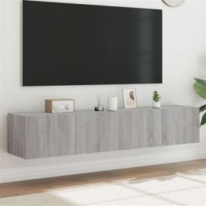VidaXL Meubles Tv Muraux Et Lumières Led 2pcs Sonoma Gris 80x35x31 Cm