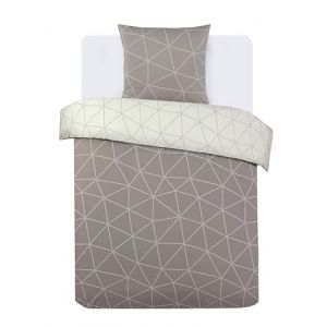 Vision Parure housse de couette HUGO Beige - Réversible - 140x200cm - 100% coton