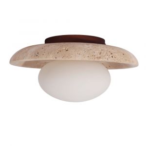 Kosilum Plafonnier ou applique murale ronde pierre naturelle et verre - Jio
