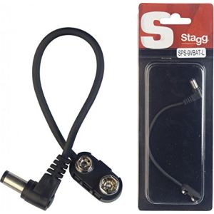 Stagg Pile 9 V Loquet de connexion pour pédale effet avec prise Angle 90 °