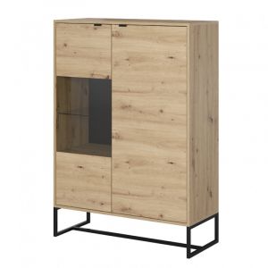 Buffet avec vitrine et fabriqué en MDF couleur chêne naturel Amber de Bim Furniture