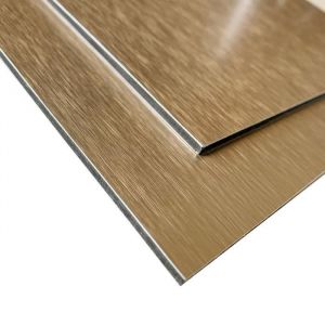 Panneau Composite Aluminium Brossé Or Reversible Or clair Or foncé 3mm - Plaque alu avec au Centre un Polyéthylène (pvc) - 200 x 800 mm