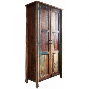 Massivmoebel24 - Armoire 90x45 Bois de récupération laqué Multicolore fable 12 - multicolore