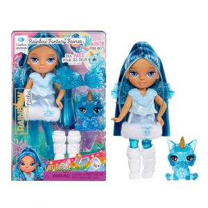 Rainbow high Littles Rainbow Fantasy Fairies & Pet - Sapphire, Bleu - Petite Poupée de 14cm & Chien Fantasy avec Ailes de Fées Interchangeable, Cadeau Mignon Dès 4 Ans