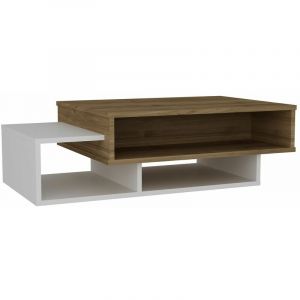 Decoratie Toilinux - Table basse design scandinave Taby - L. 105 x H. 32 cm - Marron noix - Taby