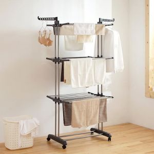 ERROLVES Etendoir Séchoir A Linge 3 Niveaux Rangement Facile Ailes Pliables Tubes