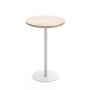 DRAWER Table d'appoint en métal et travertin ø35cm - Beige - Rito