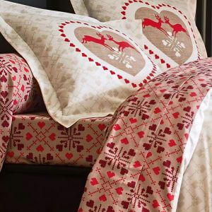 Drap housse flanelle SAUT DE BICHES - rouge