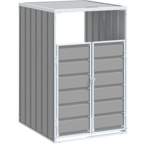 VidaXL Rangement à roulettes pour poubelles pour bac unique gris acier