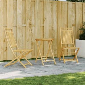 VidaXL Ensemble de bistro 3 pcs bambou, ensemble de bistro de jardin, ensemble de balcon, ensemble de meubles d'extérieur 3278534