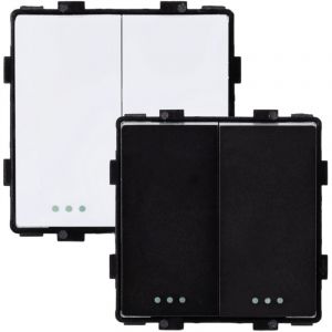 TechBrey Interrupteur Double Bouton-Poussoir Modern Noir