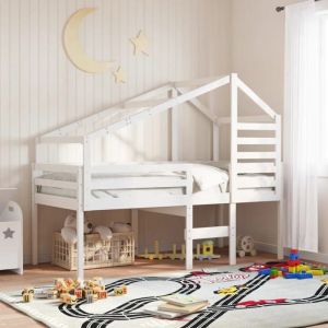 VidaXL Toit de lit pour enfants blanc 188x97x113 cm bois de pin massif Blanc