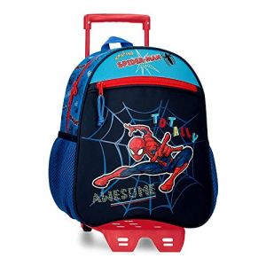 Image de Marvel Spiderman Sac &agrave; Dos Scolaire Totalement g&eacute;nial avec Trolley Bleu 27x33x11 cms Polyester 9,8L
