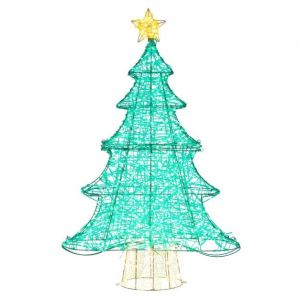 Arbre de Noël artificiel 120 cm avec 520 LED et étoile illuminée - Vert