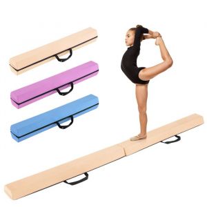 Poutre De Gymnastique Pliable Pour Enfants 210x15x7cm Costway-Mousse Eva Et En Daim Amovible-Poign&eacute;es-Fond Antid&eacute;rapant-Jaune Terre
