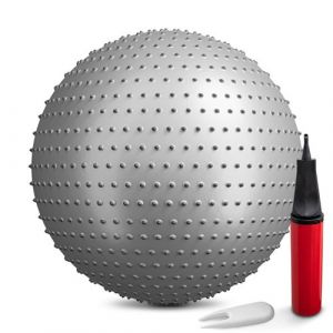 Hop-Sport Ballon Fitness 65 cm, pompe incluse, Ballon d’Exercices HS-065GB robuste, Argent