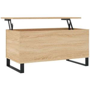 VidaXL Table Basse, Table d'Appoint avec Dessus Relevable, Bout de Canap&eacute; avec Pieds, Meuble de Rangement Salon, Moderne, Ch&ecirc;ne Sonoma Bois d'Ing&eacute;nierie