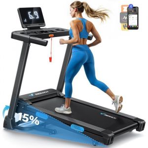 Tapis De Course Pliable Merach, Inclinaison Électrique 15%, Vitesse 0.8-12km/H, Moteur 1.25chp, Bluetooth App Connecté