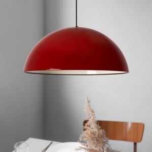 Lipeo Suspension Industrielle en Métal Rouge Peint à la Main – Lustre Vintage E27 Ø50 cm pour Salon, Chambre ou Salle à Manger