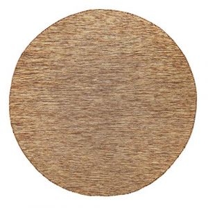 Image de Tapis Ext&eacute;rieur Rond R&eacute;sistant Intemp&eacute;ries Balcon Terrasse Cuisine Monochrome 160 cm rond, Caf&eacute; - Paco Home