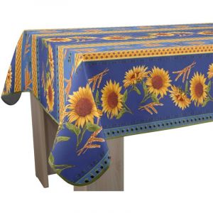Le linge de Jules Nappe Anti-Taches Tournesol Bleu - Rectangle 150 x 240 cm