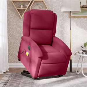 VidaXL Fauteuil de relaxation, massage, inclinable électrique réglable velours bordeaux