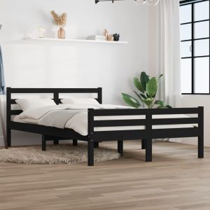 VidaXL Cadre de lit Noir Bois massif 120x200 cm - Noir