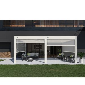 Image de Chalet et Jardin Pergola bioclimatique Ombr&eacute;a adoss&eacute;e - 15-729445 Couleur Blanc, 24m&sup2;