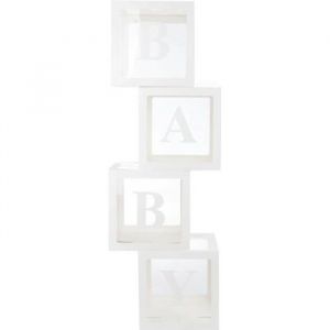 Baby Shower Cube Transparent Js One Ballon Decoration Boite De Fete Fille Garcon 4Pcs - 30X30X30Cm (Blanc)