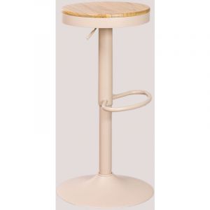 Pack de 2 tabourets hauts réglables en acier et bois d'orme Bardder SKLUM Beige Lin 57,5 - 78 cm
