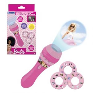 Lexibook Lampe Torche et projecteur Barbie avec 3 disques, 24 Images, Créez Vos Propres Histoires, LTC050BB, Rose, Petit