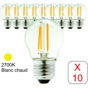 Arcotec Lot de 10 ampoules led filament E27 sphérique 4W 470Lm 2700K - garantie 2 ans