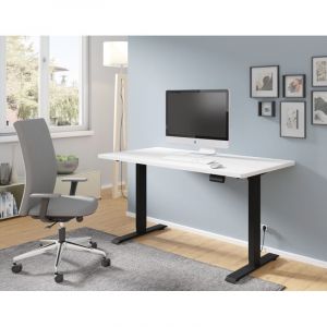 Bureau électrique bimotion 1S 140x70x2,5 cm Réglage de la hauteur 73-120 cm noir / blanc mat