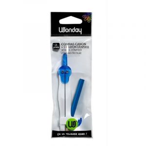 WONDAY - Compas Canon Bicolore avec Crayon en Plastique - Pour &Eacute;coliers, Dessin Technique et G&eacute;om&eacute;trie